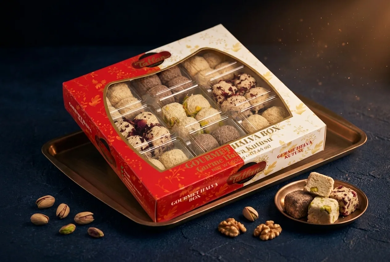 Gourmetask för halva med 9 fack · AI-assisterad presentationsbild